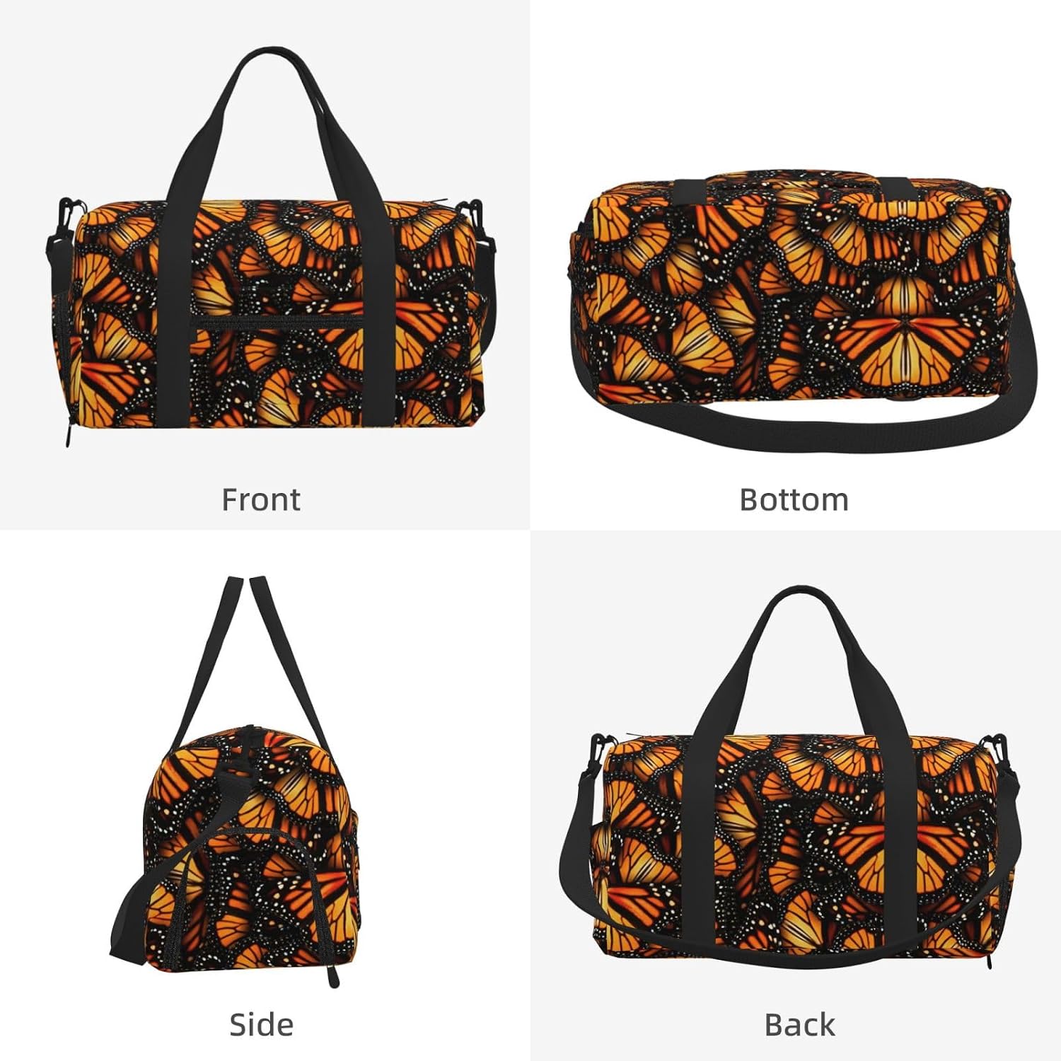 Heaps Of Orange Monarch Butterflies Print Handheld Sports Luggage Unisex Crossbody Bag Travel Weekend Fitness Workout image 2