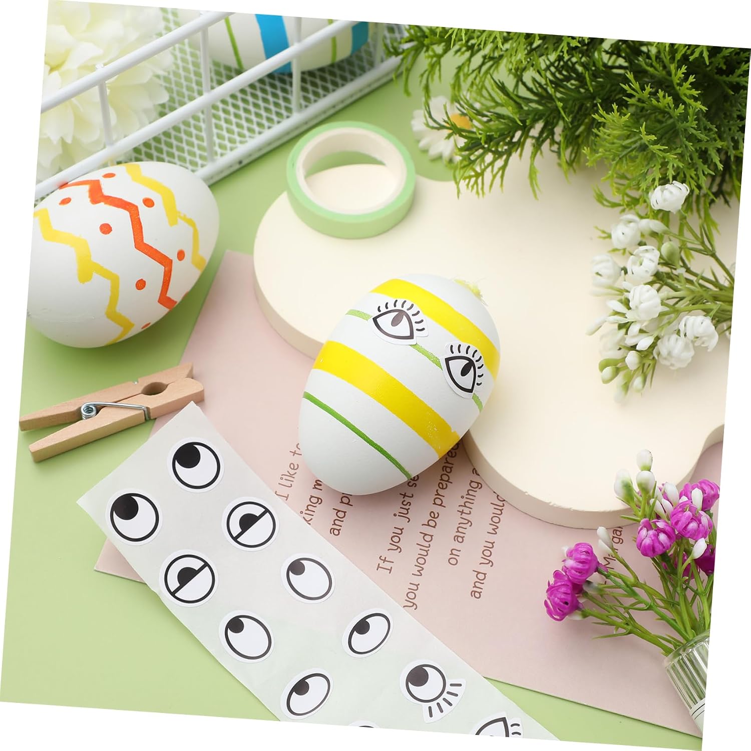 KALLORY Unique Craft Accessories Self-Adhesive Scrapbooking Eye Stickers Cartoon Adorable Eyes Stickers