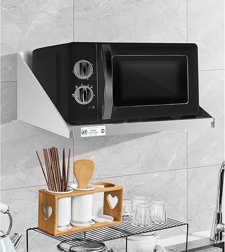 Miniatura 2 de Hally Estante de acero inoxidable para microondas, 18 x 24 pulgadas, 185 libras, NSF comercial de metal resistente para montaje en pared, estantería