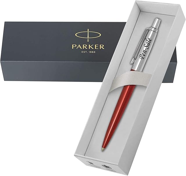 Personalised Gifts - Engraved Parker Jotter Red Gel Ballpoint Pen Comes With Black Ink in a Gift Box, Perfect Gifts For Anniversary or Any Gift Idea - Enter Your Custom Text