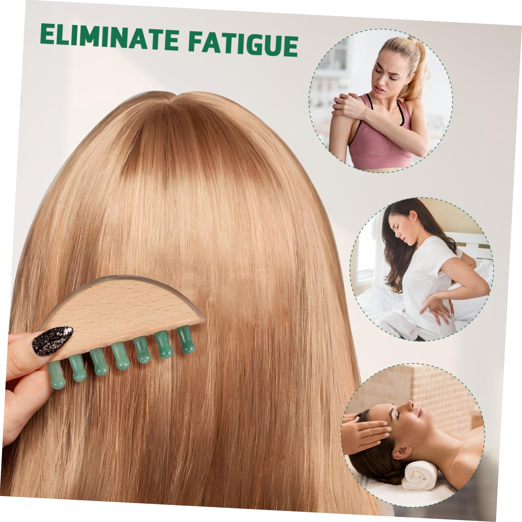 MAGICLULU 4 Pièces Outil De Massage De La Tête Outils De Massage Peigne à Gratter Masseur De Tête Outil De Massage Des Cheveux Peigne à Cheveux En Bois Peigne Soin De La Tête Jade Aventurine