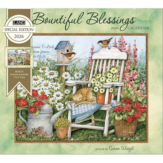 Lang, Bountiful Blessings Special Edition 2026 Wall Calendar by Susan Winget, 13.4'' X 12'', 12-Month Calendar with Stapled Binding