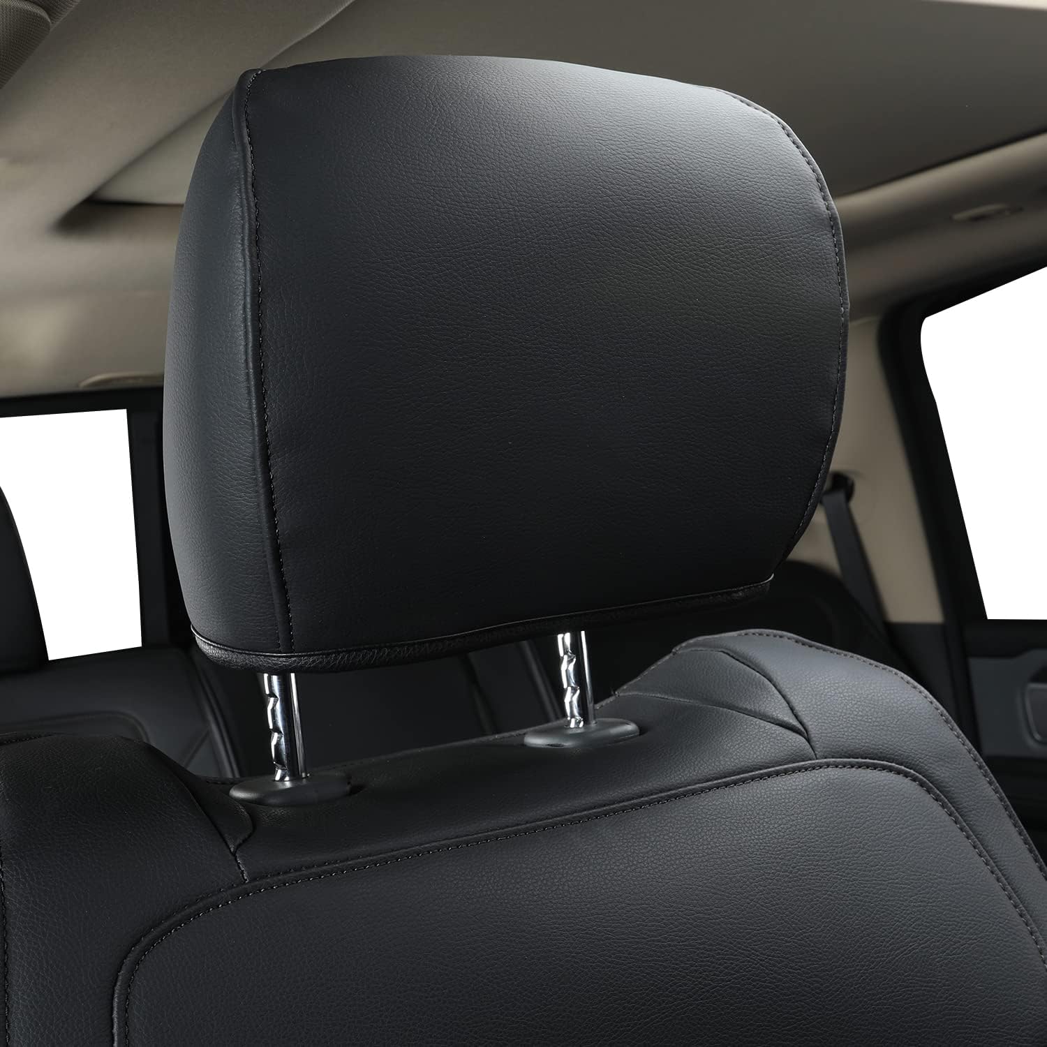 FEELiT Front Seat Covers for Ram 1500 2019 2020 2021 2022 2023 2024 2025 2026 Crew/Regular/Quad/Mega Cab Waterproof, Custom Fit Trims Bighorn Laramie Limited Longhorn TRX Car Pickup (01-Front)