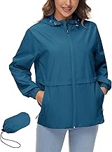 Avoogue Womens Waterproof Rain Jacket Lightweight Raincoat Packable Hooded Outdoor Windbreaker