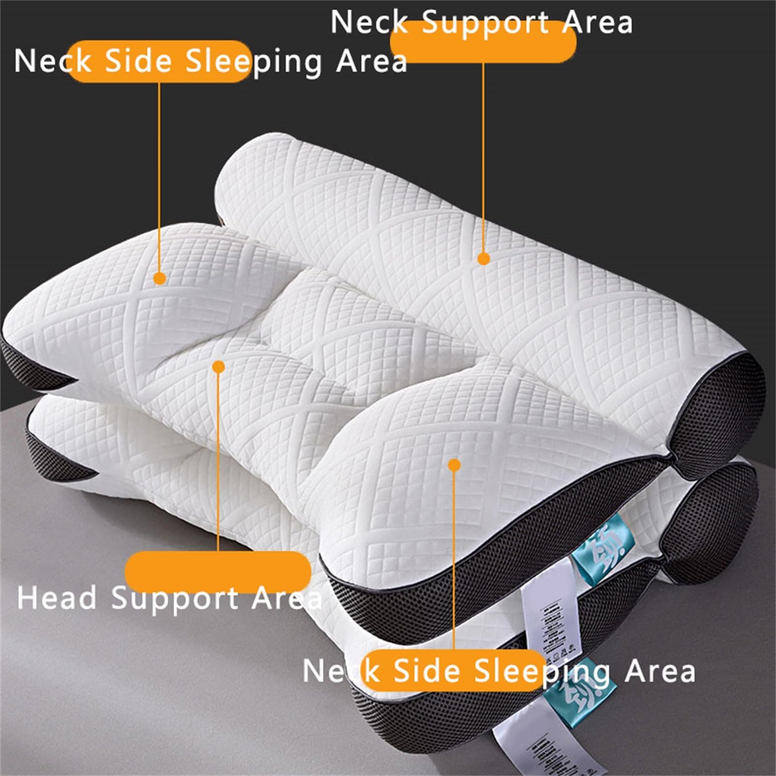Almohada de plumón de ganso para mejorar el sueño, apoyo cervical, almohada de plumón de ganso cómoda, almohada ortopédica de contorno (2 unidades, azul)