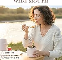 Vista 4 de Juego de 2 tarros de alimentos aislados de acero inoxidable (16 onzas + 12 onzas), boca ancha, termo de sopa para almuerzo de comida caliente