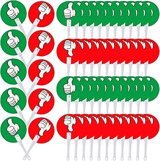 Macarrie 50 Pack Thumbs up Thumbs Down Classroom Voting Paddles Handy Teacher Classroom Event Supplies Plastic Sign Green Red Yes or No Paddles True False Sign for School Student