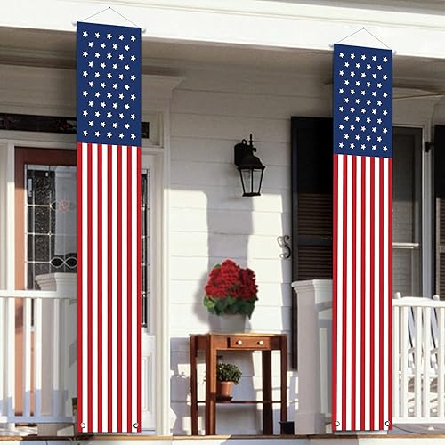 4th of July Decorations Outdoor - Hanging American Flag Banners