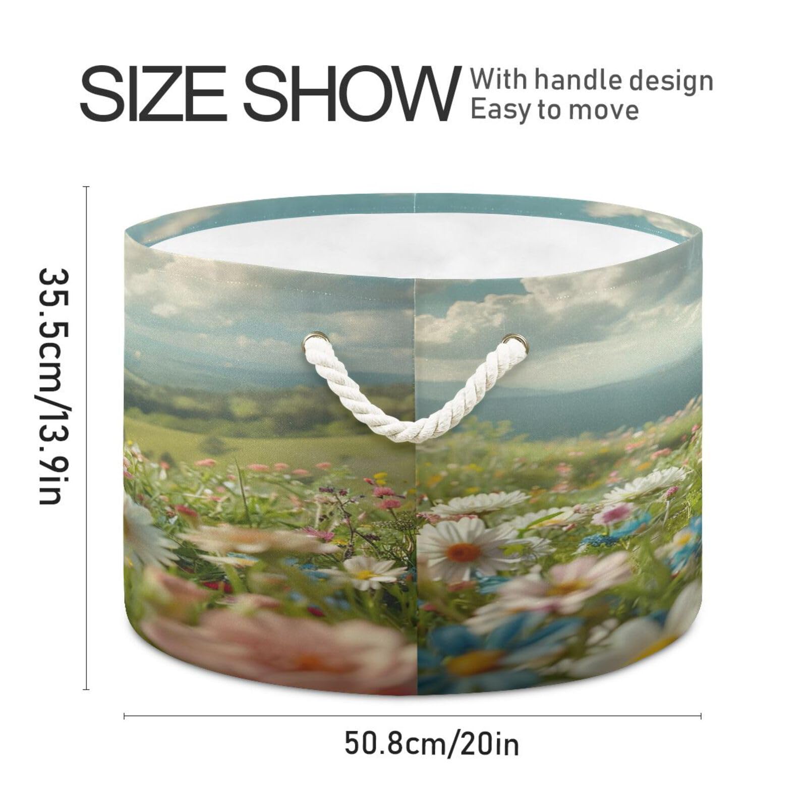 Jihqo Little Pig in Field Storage Basket Cotton Rope Baskets for Closet Fabric Laundry Baskets with Handle for Toy Home Office Room Organizer