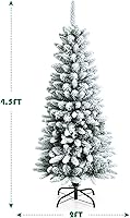 Vista 7 de Goplus Árbol de Navidad Tipo Lápiz con Nieve Artificial de 4.5 pies, Árbol de Navidad Artificial Delgado con Bisagras con 373 Puntas de Ramas
