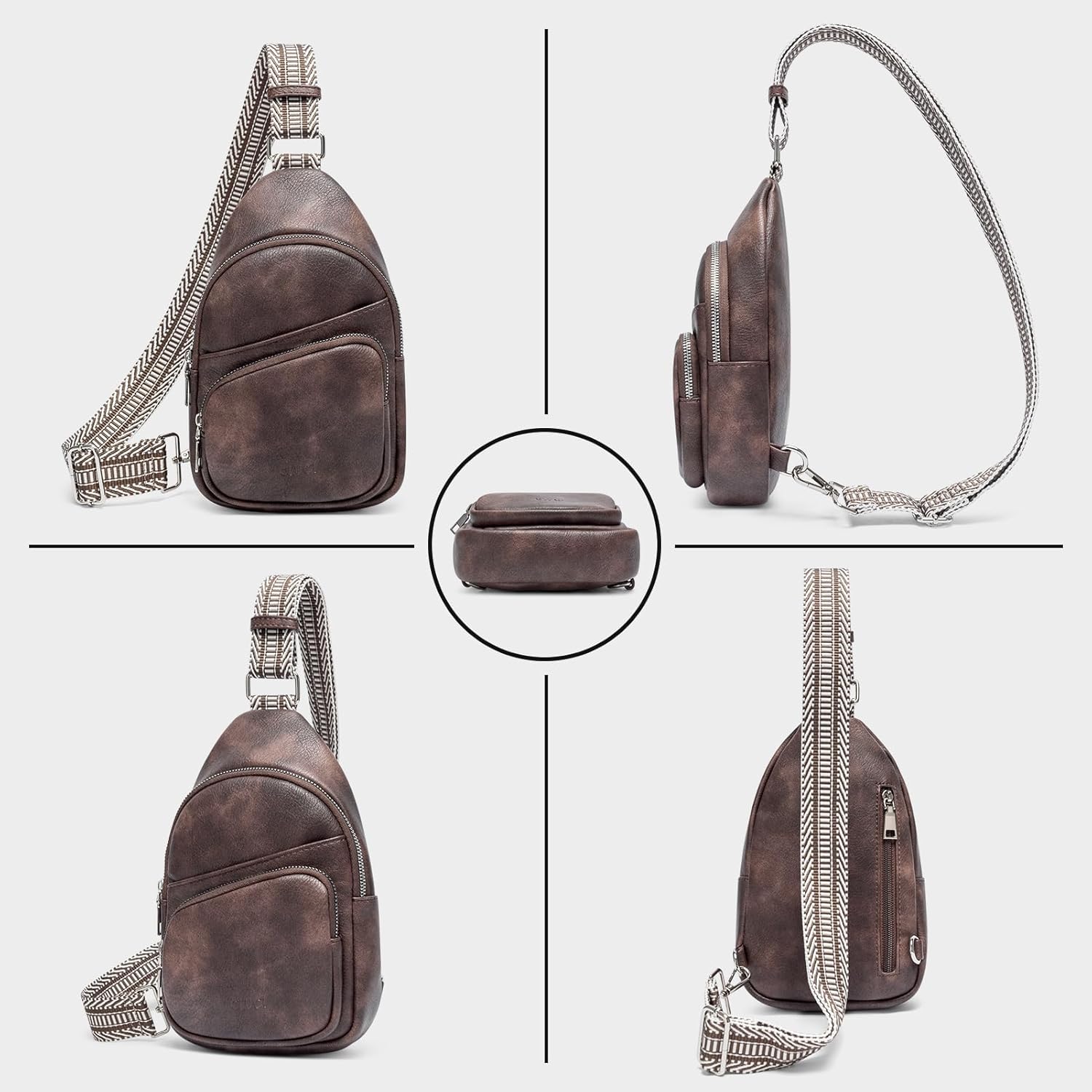 CLUCI Small Sling Bag for Women, Vegan Leather Fanny Pack Crossbody Bags for Women, Chest Bag With Guitar Strap - Image 6