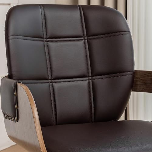 Miniatura 6 de Juego de 2 sillas de comedor giratorias de nogal, sillas de comedor de mediados de siglo con brazo y respaldo curvo, artesanía de nogal, estructura