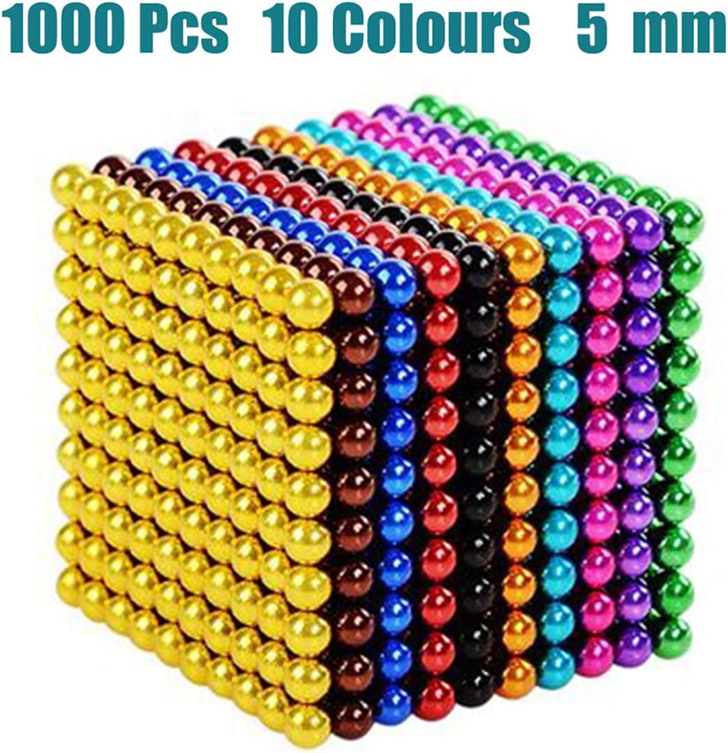 LOVEYIKOAI Upgraded 5MM 1000 Pcs 10 Colors Magnets Cube Building Blocks Magnetic Toys Colorful Buildable Sculpture Office Stress Relief Toys for Adults