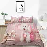 Kinder Bettwäsche 135x200 Mit Pudel Motiv - 3D Mikrofaser Set Mit Kissenbezügen