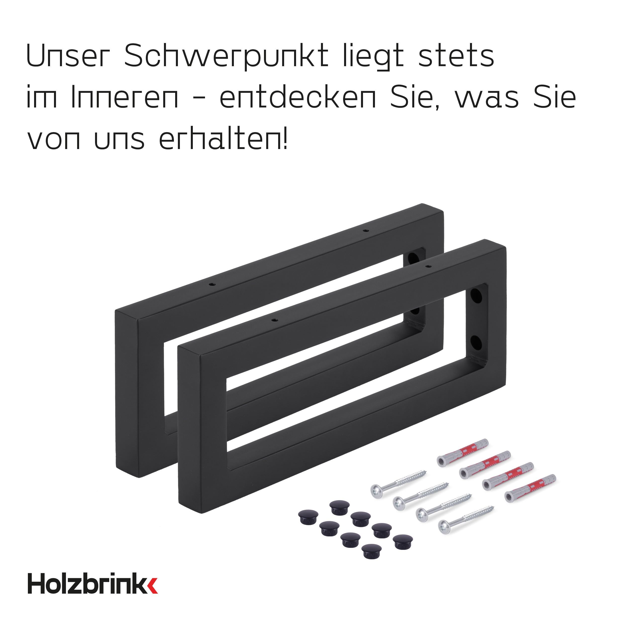 HOLZBRINK Regalhalterung Schwarz Metall 40x15 cm HLA-A (2 St.) | Waschtischhalterung, Wandkonsole für Küchenregal, Schwerlastkonsole für TV-Regal