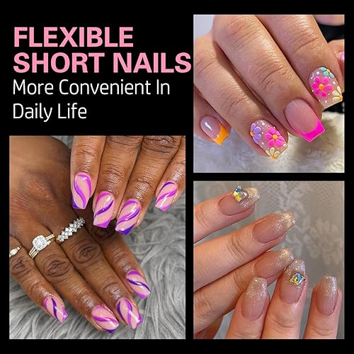 Miniatura 2 de BettyCora - Puntas de uñas de gel suave, uñas cortas de ataúd, uñas de gel preformadas para extensiones de uñas acrílicas, 120 unidades, 12 tamaños,