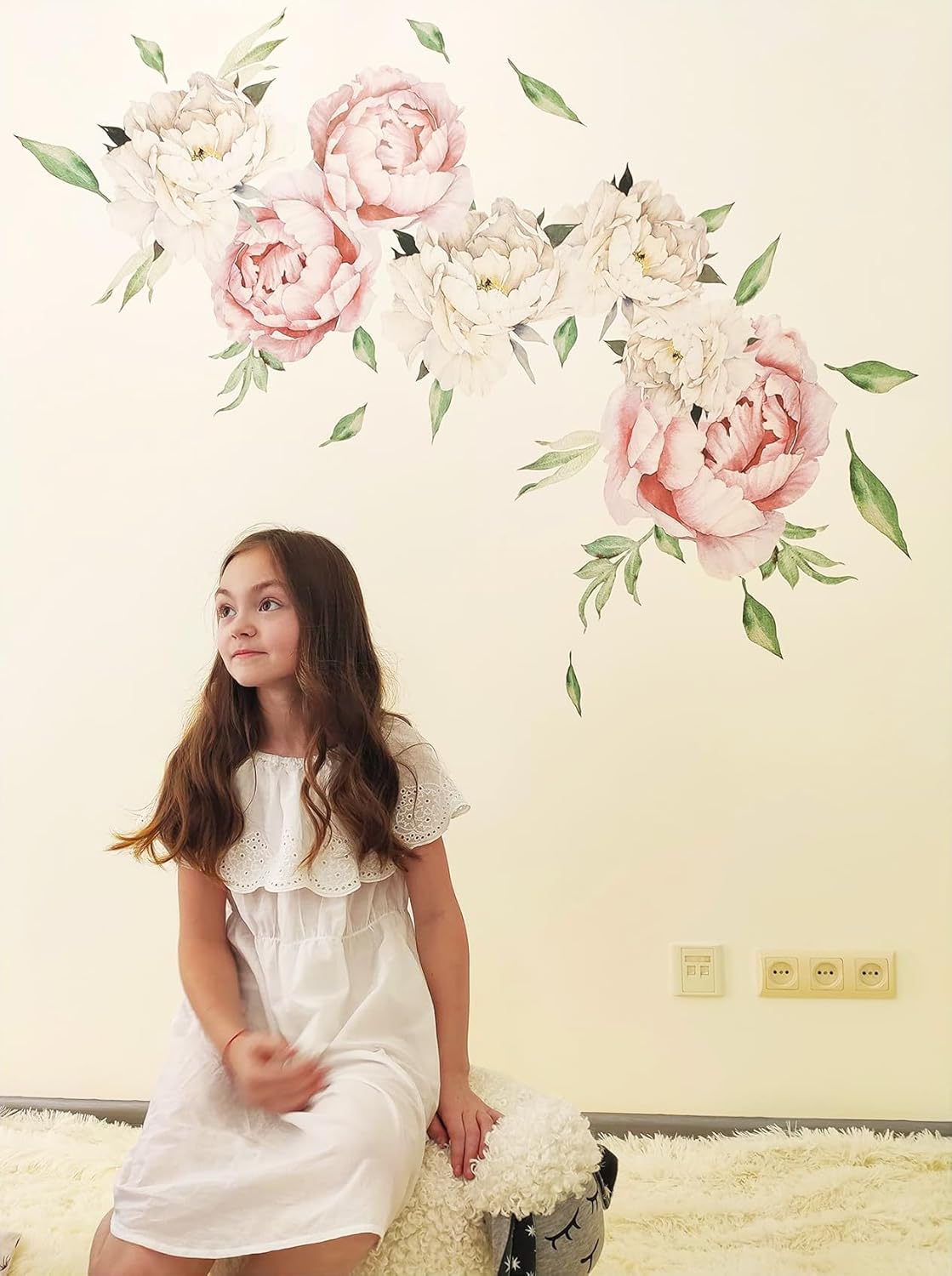 Peony Wall Decal Nursery. Peony Wall Decals Peel and Stick. Pink Peony Wall Decals