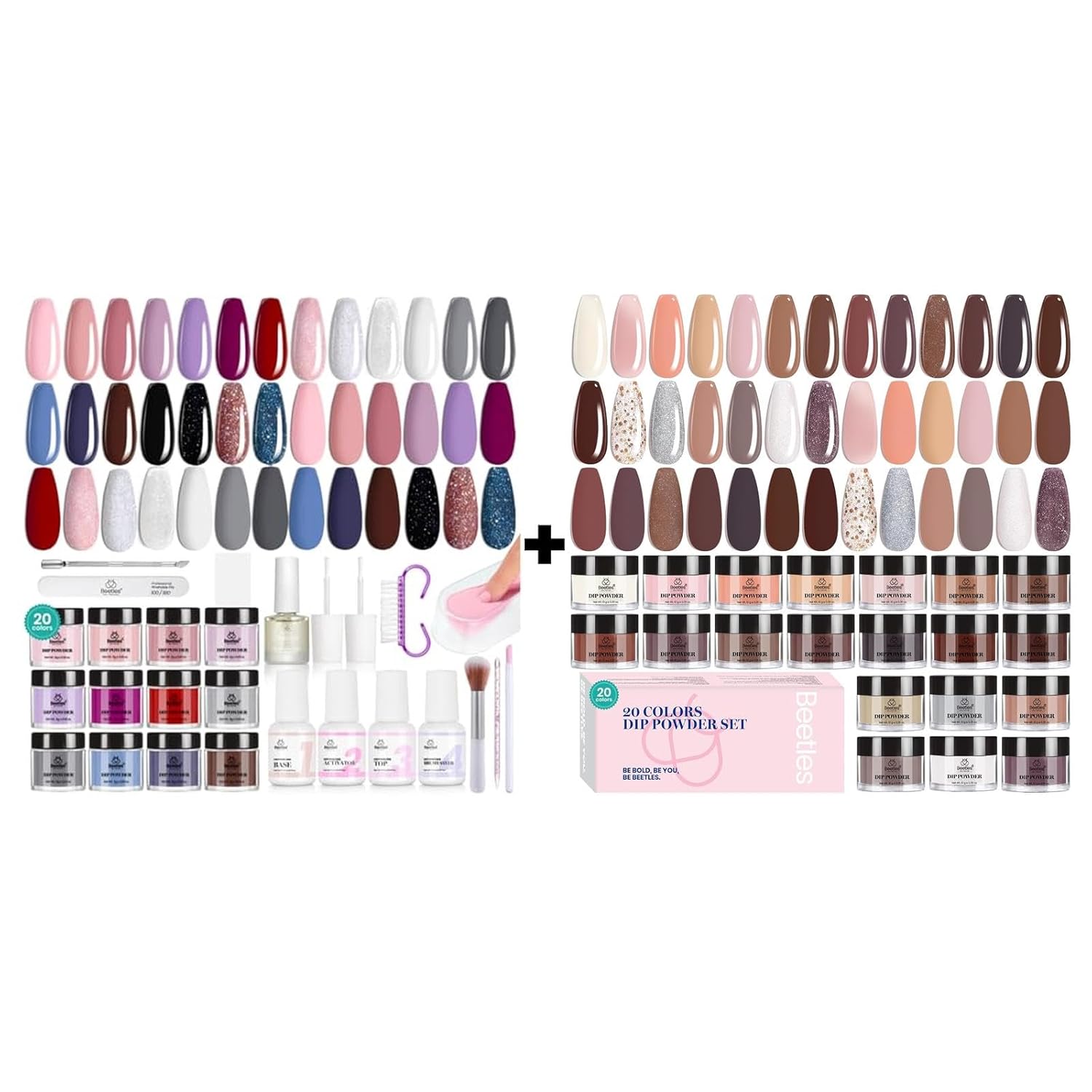 Beetles 20 Colors Dip Powder Nail Kit Starter Modern Muse Collection with 20 Colors Nail Dip Powder Twilight Serenity Collection