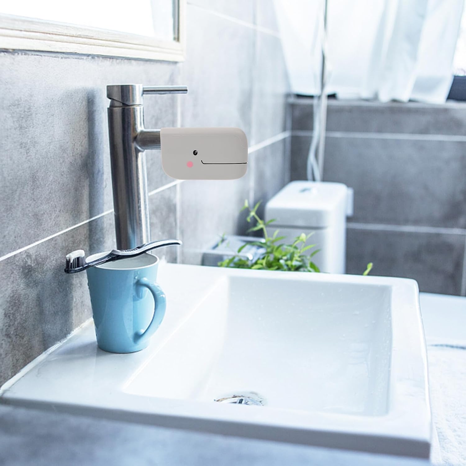 Whale-Shaped Silicone Faucet Cover for Safety Soft Tub Spout Protector in Gray and Easy to Install Fits Bathtub Faucets Splash Guard for Bathroom Use