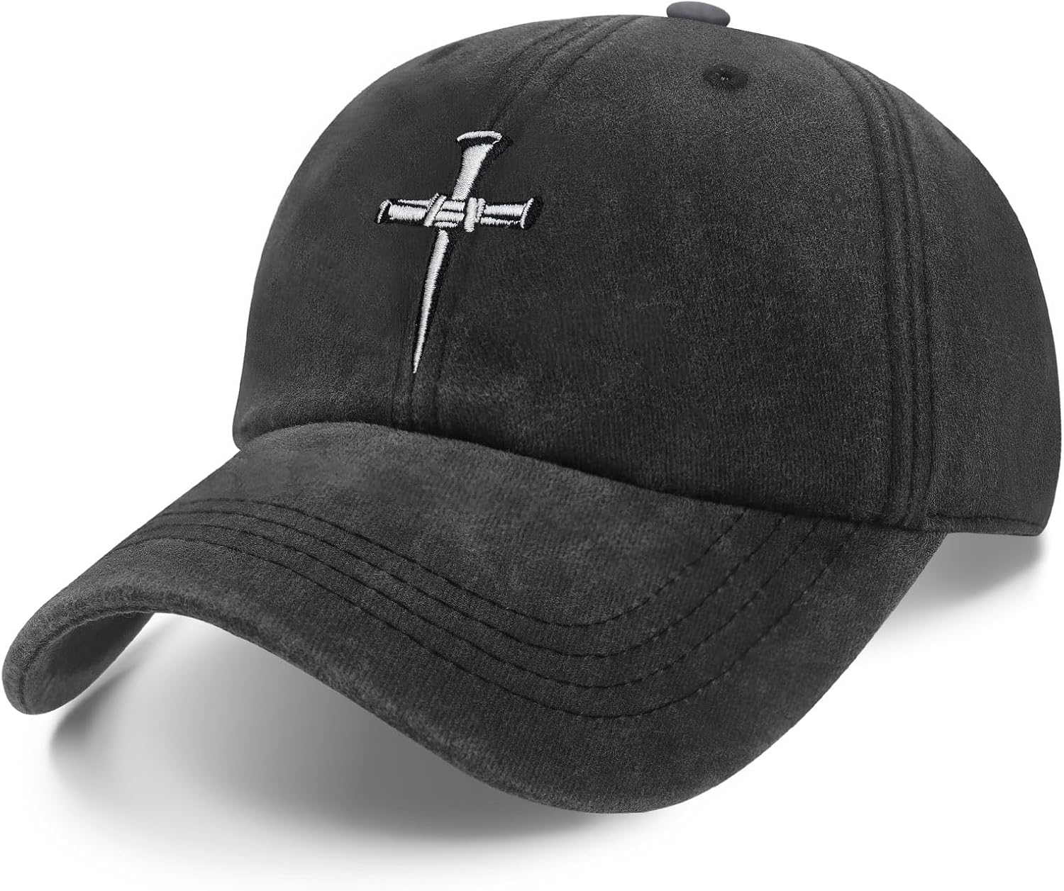 Christian Gifts for Women Men Christian Jesus Hat for Men Women Embroidered 3 Nails Cross 100% Cotton Comfortable Baseball Cap for Church Services, Easter,Daily Wear Mission Trips Grey