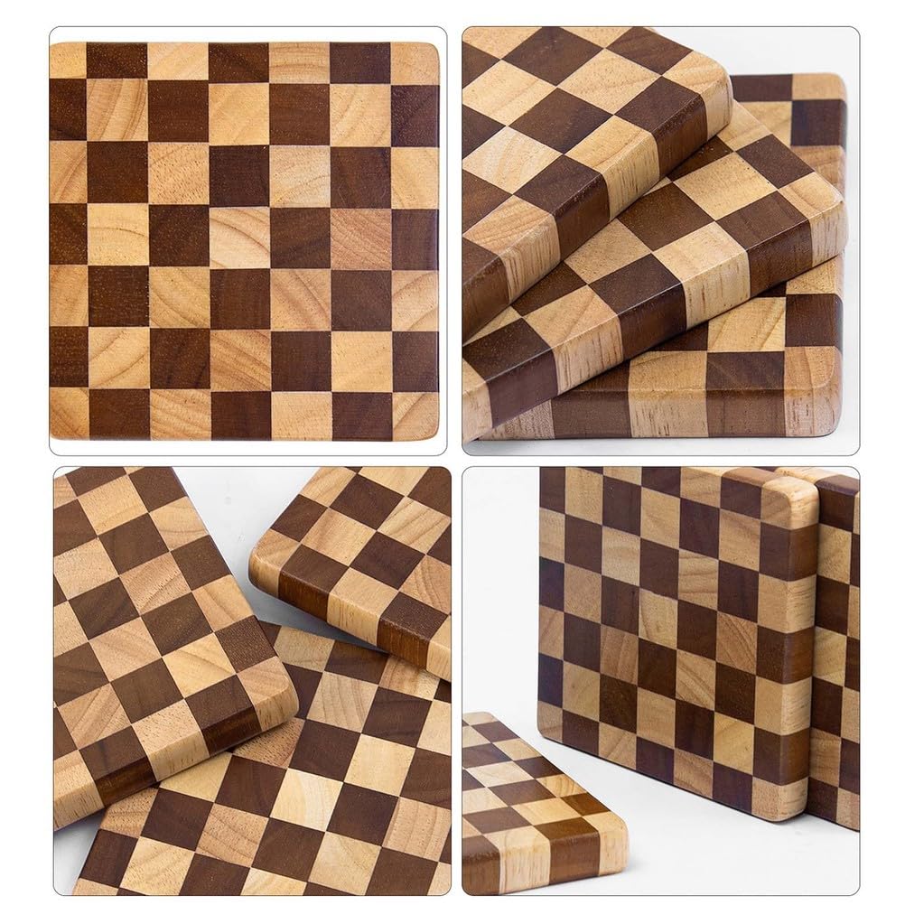 Dessous de Verre carrés en Bois de 3 pièces,