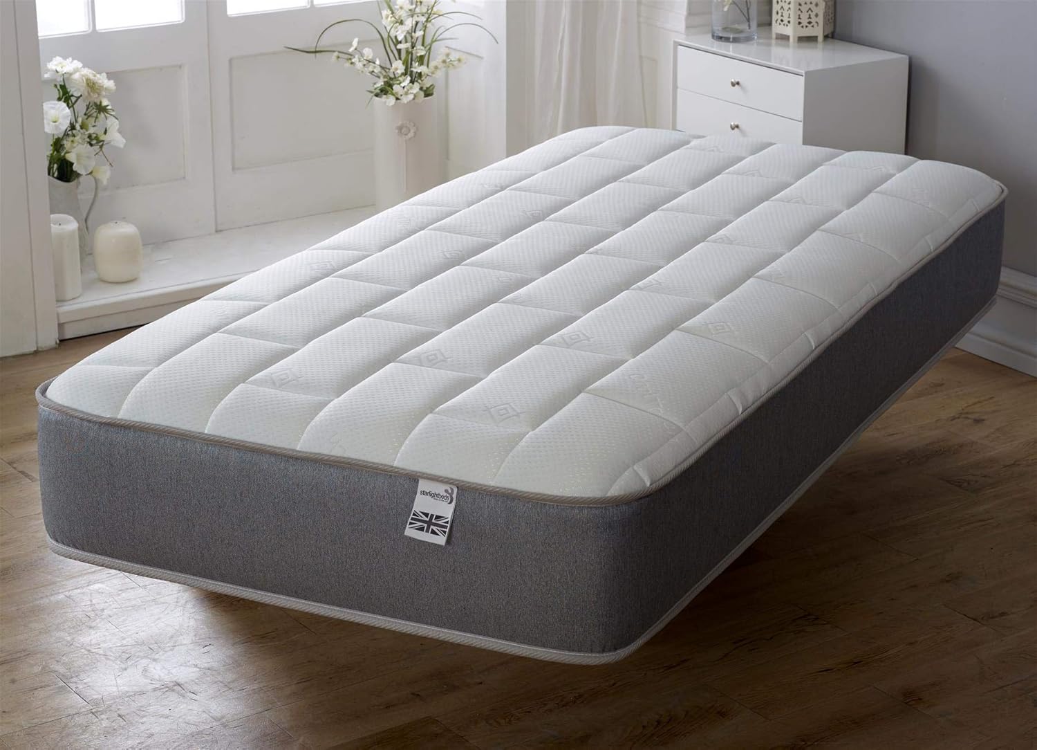Starlight Beds Single Mattress with Springs & Memory Foam - Grey Large Brick Model, 7 Inch Budget Mattress, Soft Support, 90x190cm image 2