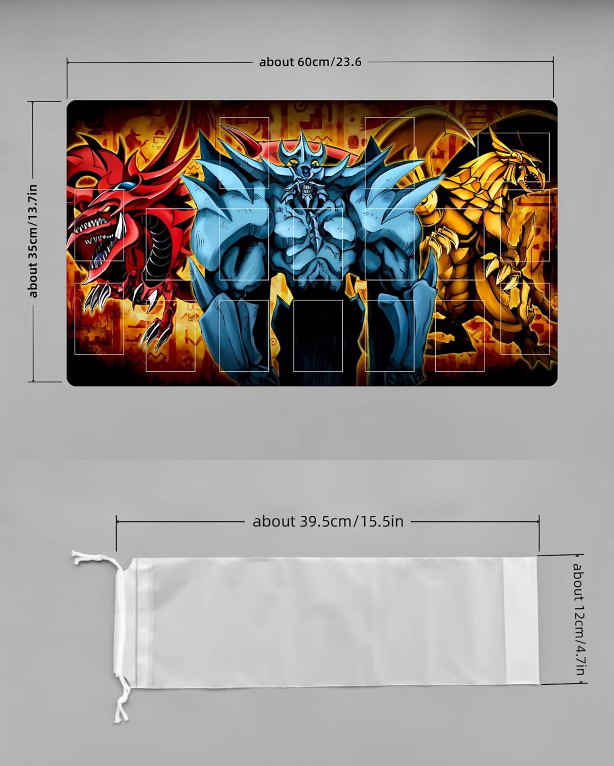 New ZCYWXW Playmats Three Egyptian God Obelisk The Tormentor TCG CCG Trading Card Game Mat with Zones & One Bag(ZC057-C)
