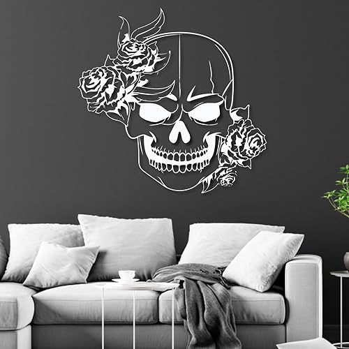 Miniatura 7 de Arte de pared de metal con calavera de azúcar, arte de pared de metal gótico, arte de pared de metal esqueleto, decoración de pared de metal de