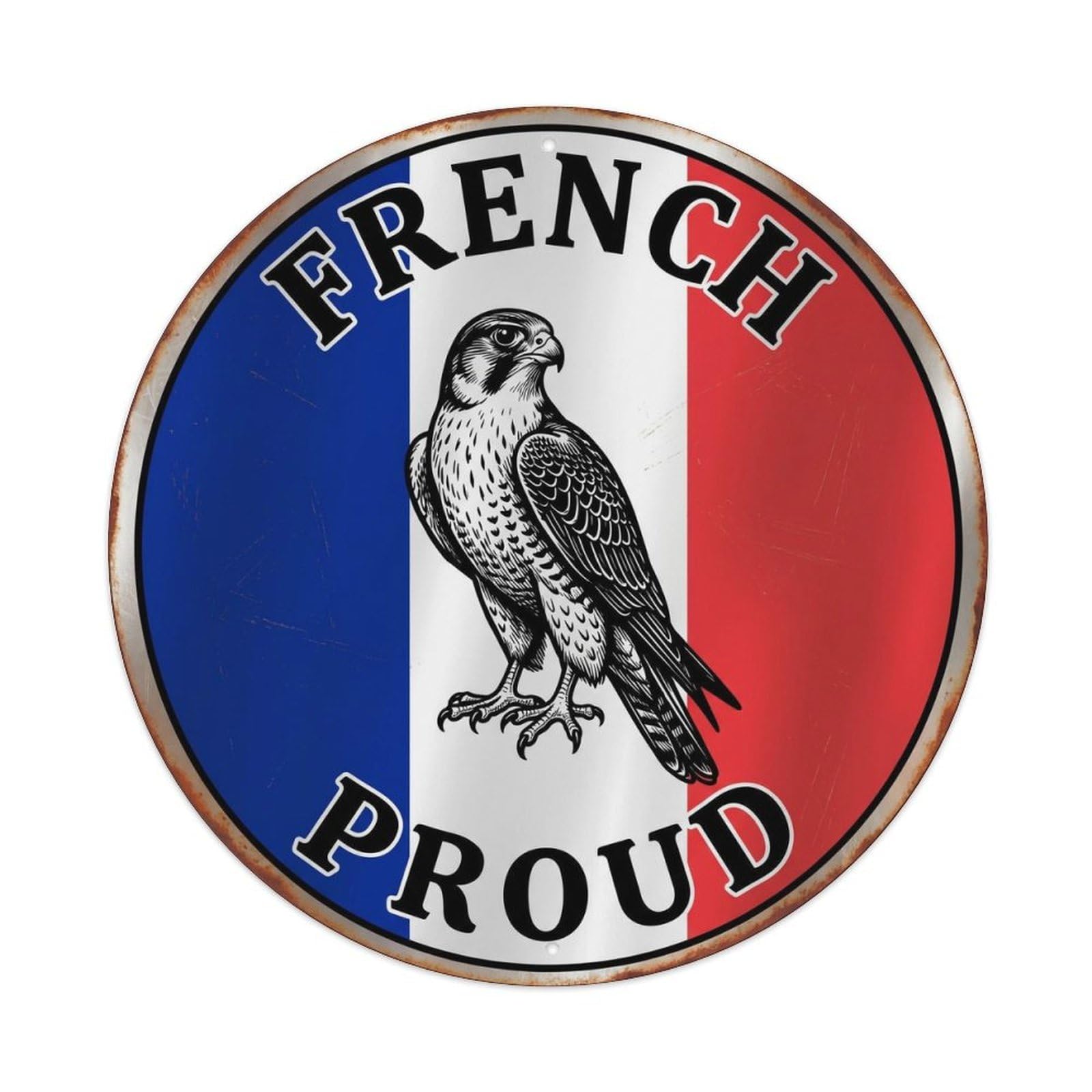 Olhnbad Style French Proud Falcon Bird Wildlife Heritage Emblem Metal Tin Sign