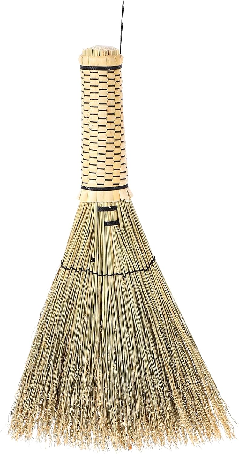 Kichvoe Small Corn Whisk Broom Handheld Mini Sweeping Broom with Short Handle for Bed Sofa Carpet Cleaning Household Use 12.59X5.90X1.18In