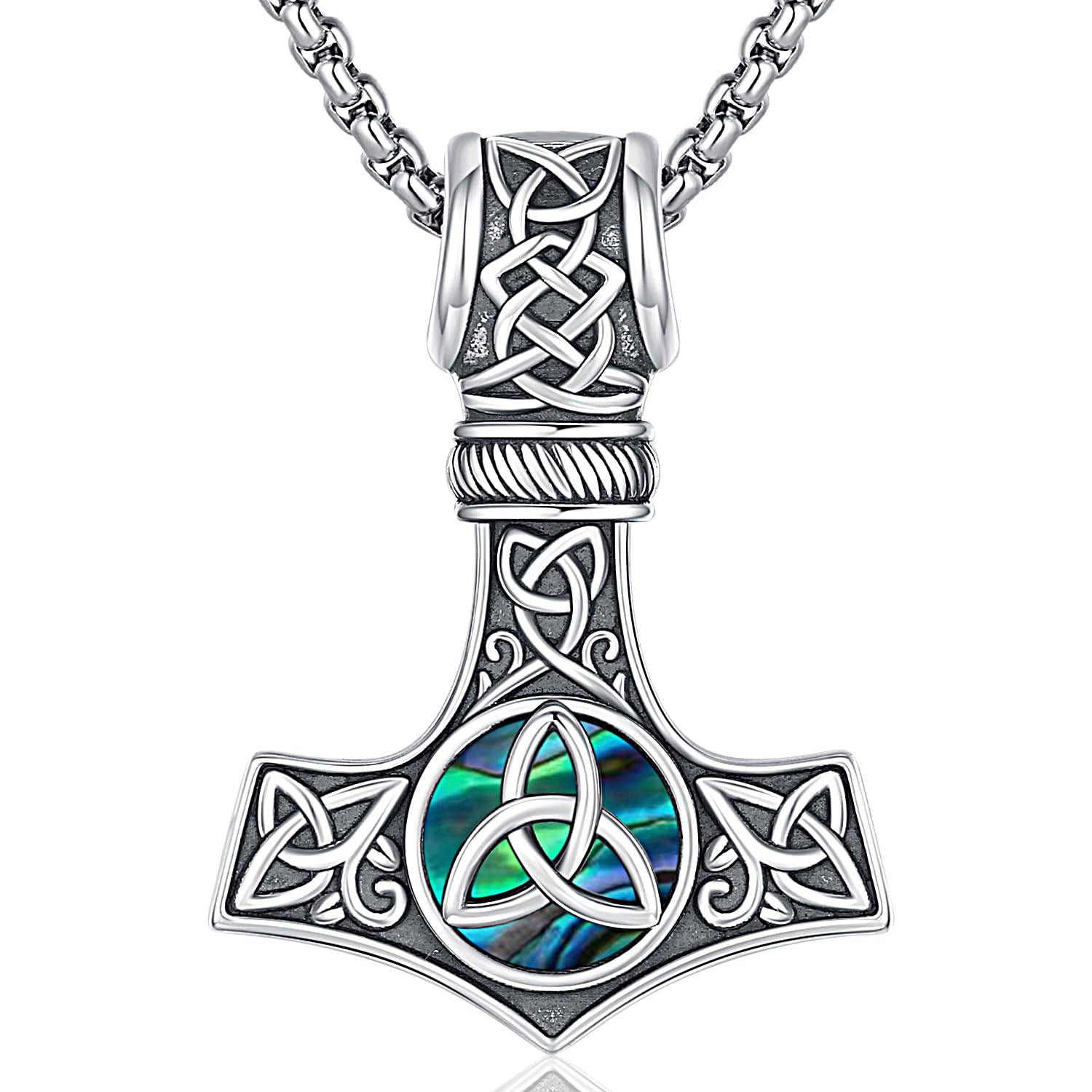 Wikinger Kette Herren 925 Sterling Silber ViKing Halskette Nordischer Mythologie Amulett Anhänger Wikinger Schmuck Frauen Damen
