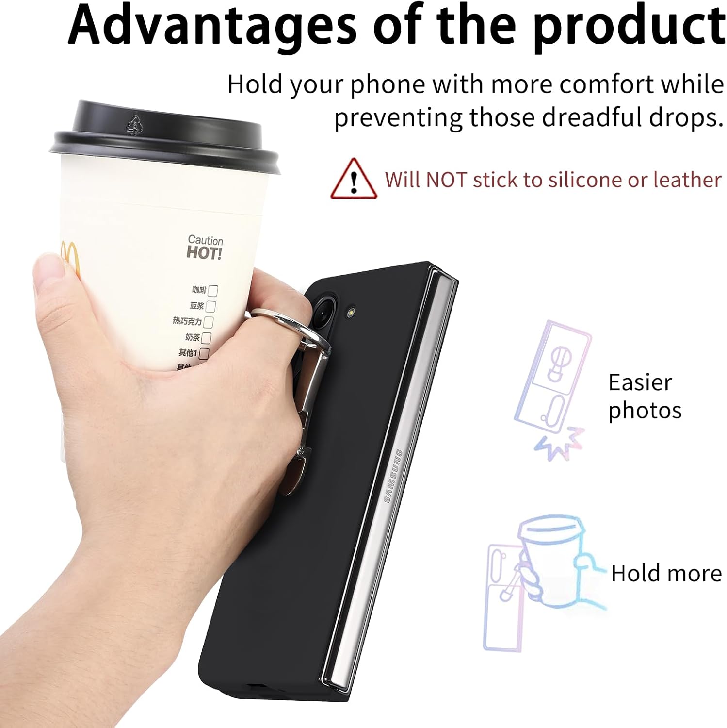 Asuwish Compatible with Samsung Galaxy Z Fold 5 5G 2023 Case and Tempered Glass Screen Protector Adjustable Metal Ring Holder Stand Kickstand Cell Phone Cover for ZFold5 Z5 G Fold5 5Z Women Men Black
