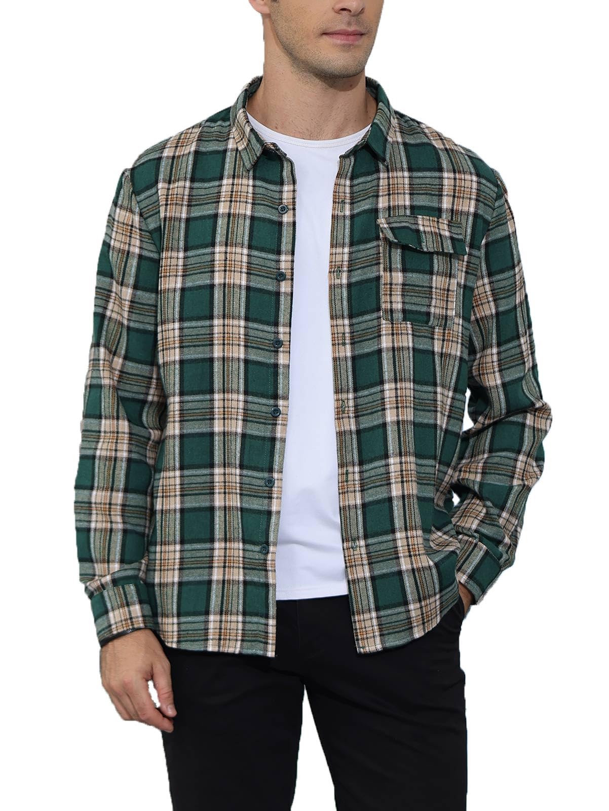 Halfword Camisa de franela para hombre, a cuadros, Oktoberfest, manga larga, tiempo libre