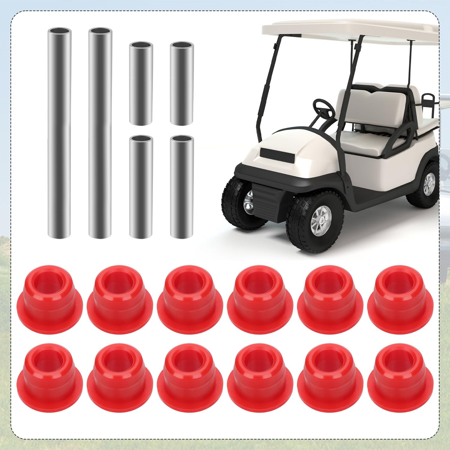 Kit Boccole Anteriori per Club Car Precedenti 2004-Up, Molla Inferiore Anteriore e Boccole del Braccio ad A Anteriore Superiore Manicotti 102289901 per Carrelli da Golf