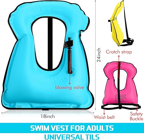 Miniatura 2 de Chaleco de esnórquel inflable para adultos, chaleco de natación portátil, chaquetas de kayak ajustables, chalecos de seguridad para esnórquel,