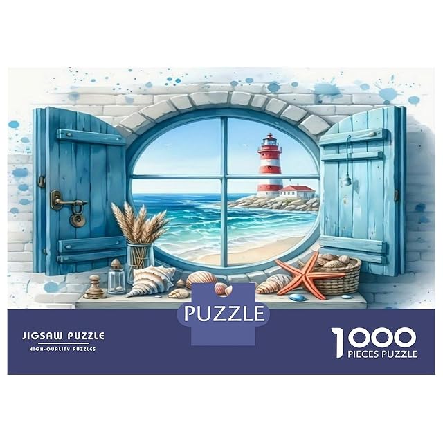 Foto 2 de 8 de Ventana al Mar Conchas Faro Puzzle de 1000 Piezas para Adultos Relajación Decoración Regalo Familiar…