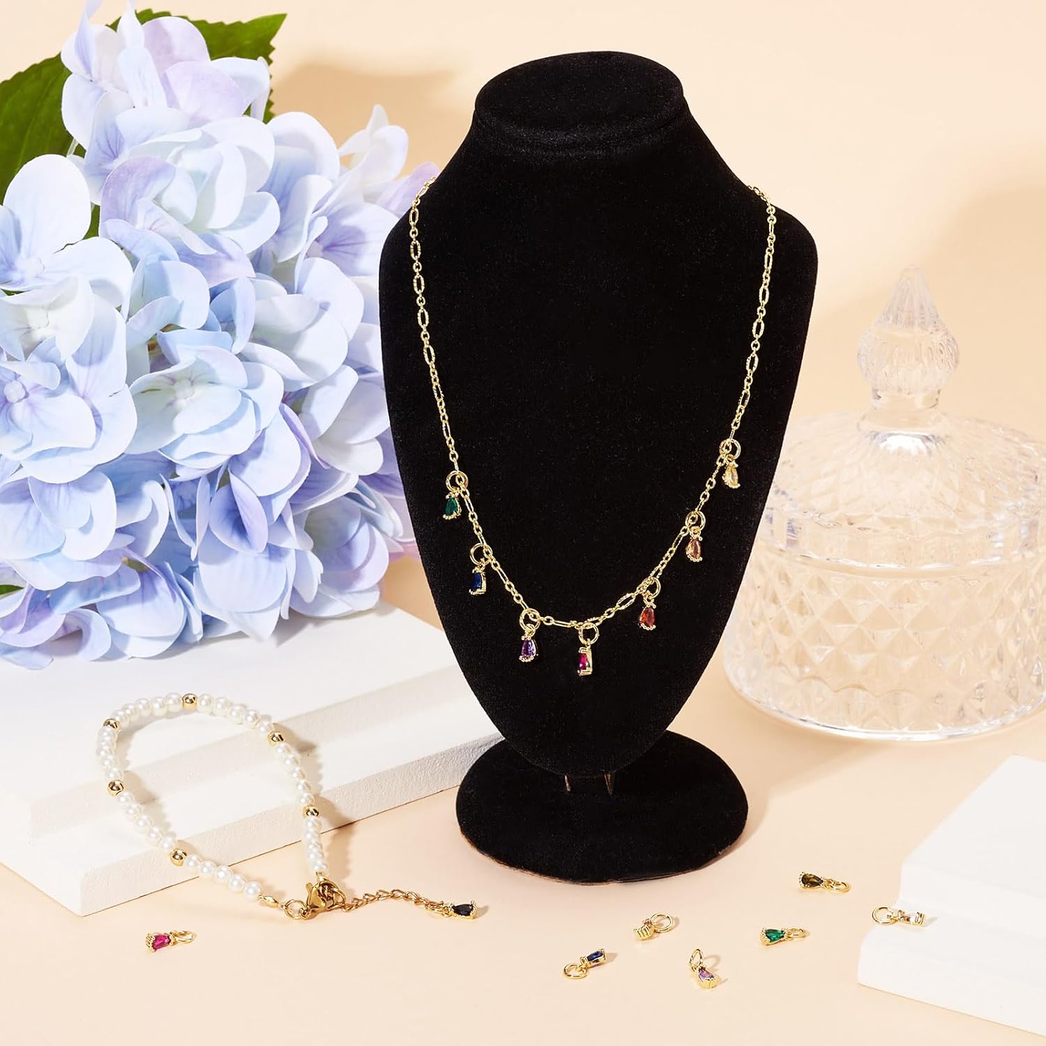 Pandahall Real 18K Gold Plated Gold Dangle Micro Pave Cubic Zirconia Pendant Hear Rectangle Shape for Jewelry Making Bracelets Bulk - Image 2