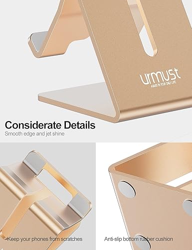 Miniatura 5 de Urmust Soporte de escritorio para teléfono celular, soporte de aluminio para iPhone 14 13 12 11 Pro Xs Max Xr X 8 7 6 6s Plus 5 5s 5c, decoración de