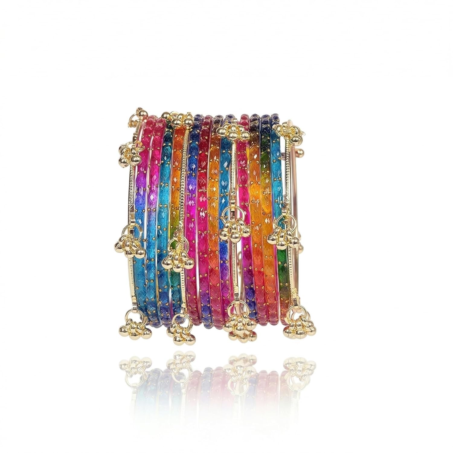 KHUSHA CREATIONS Multicolor Ghungroo Bangles Set for Women Colorful Ethnic Churi Set Lightweight Traditional Bangles for G... - Review, Price and Buying Guide