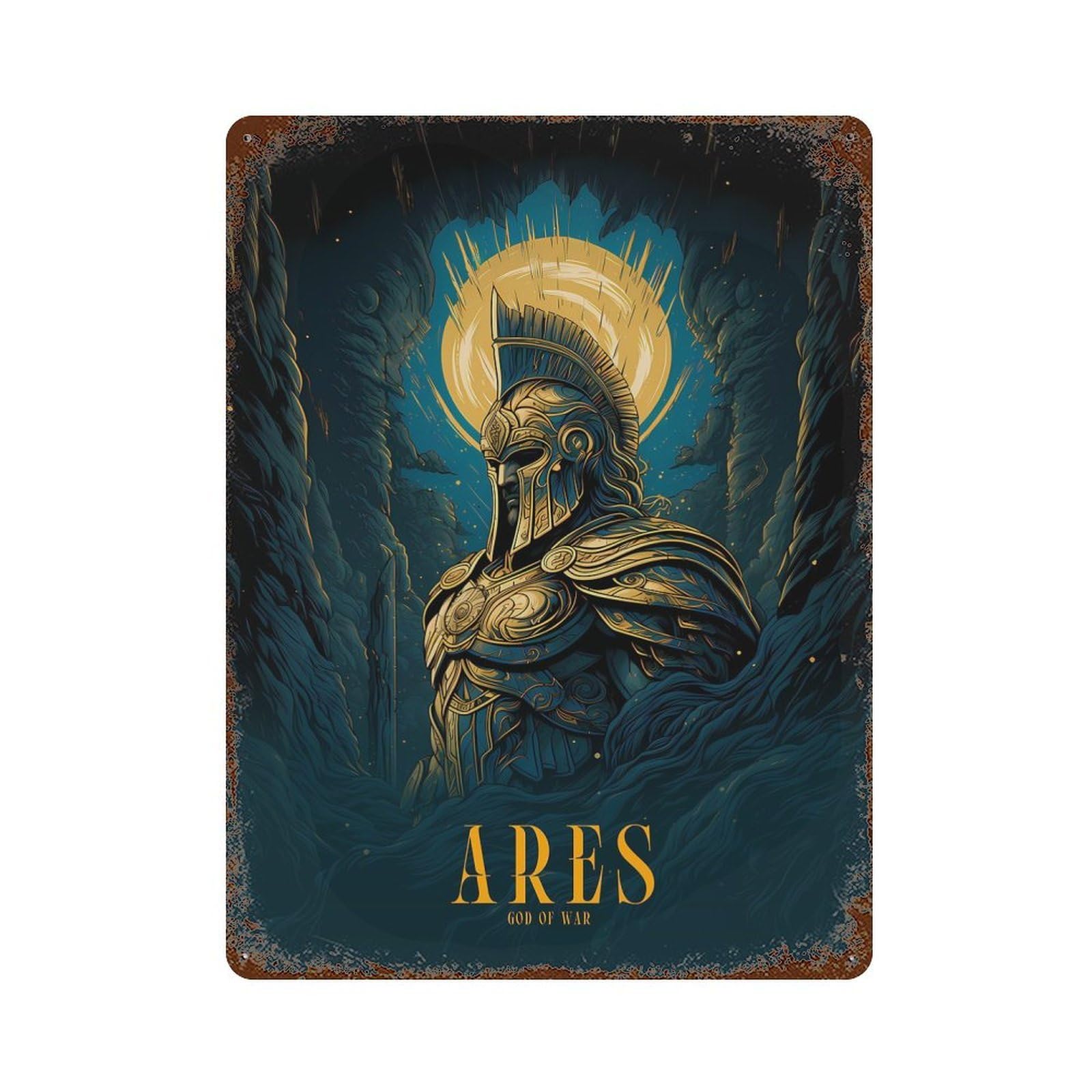 Ares Vintage Rust Metal Sign 15.7"x11.8", Farmhouse Wall Decor for Garage, Pub Or Kitchen