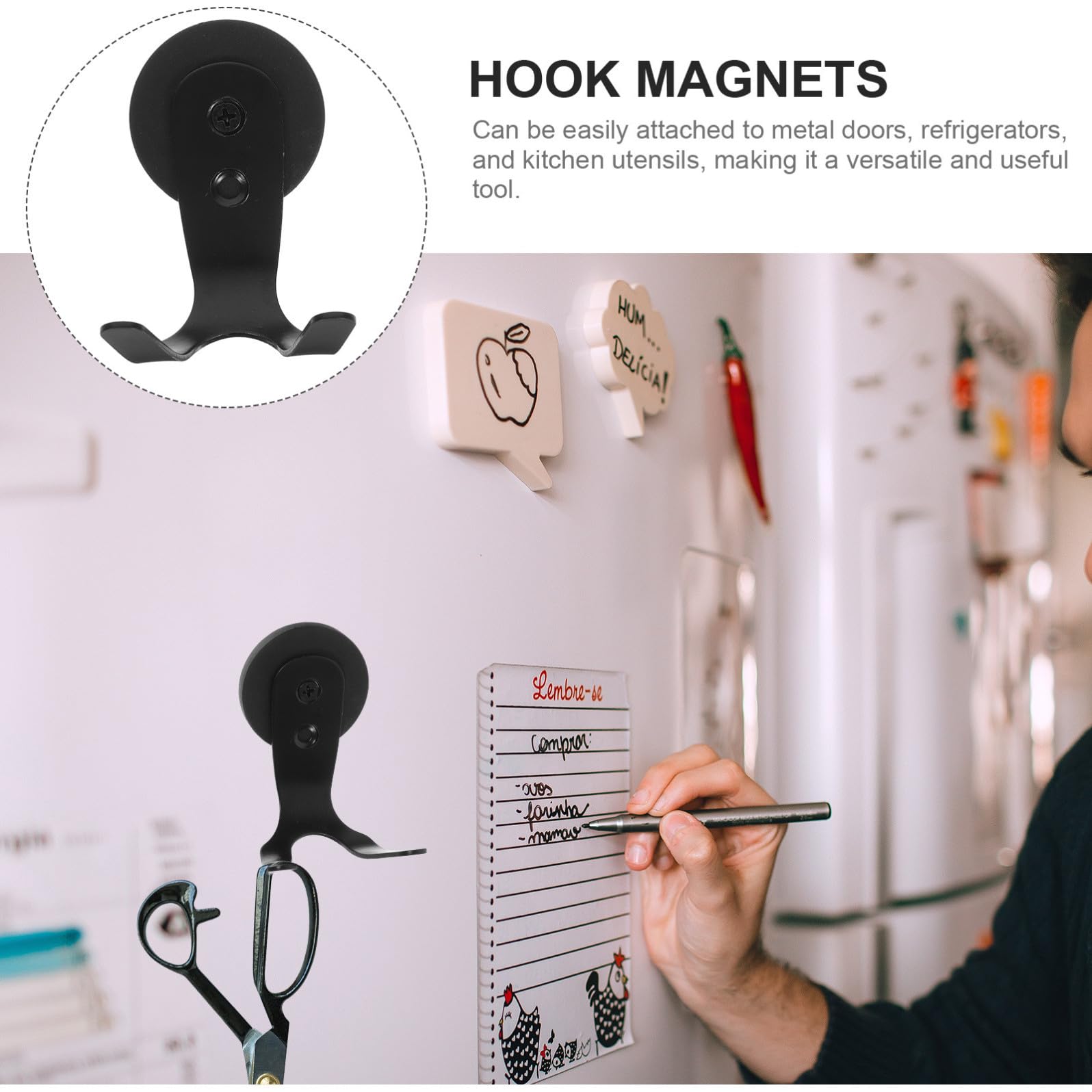ULTECHNOVO 5 Stück Magnetischer Haken für Wand Extra Stark für Metalloberflächen zur Sicheren Aufhängung von Kleidungsstücken oder Küchenutensilien zu Installieren und Elegant im Design