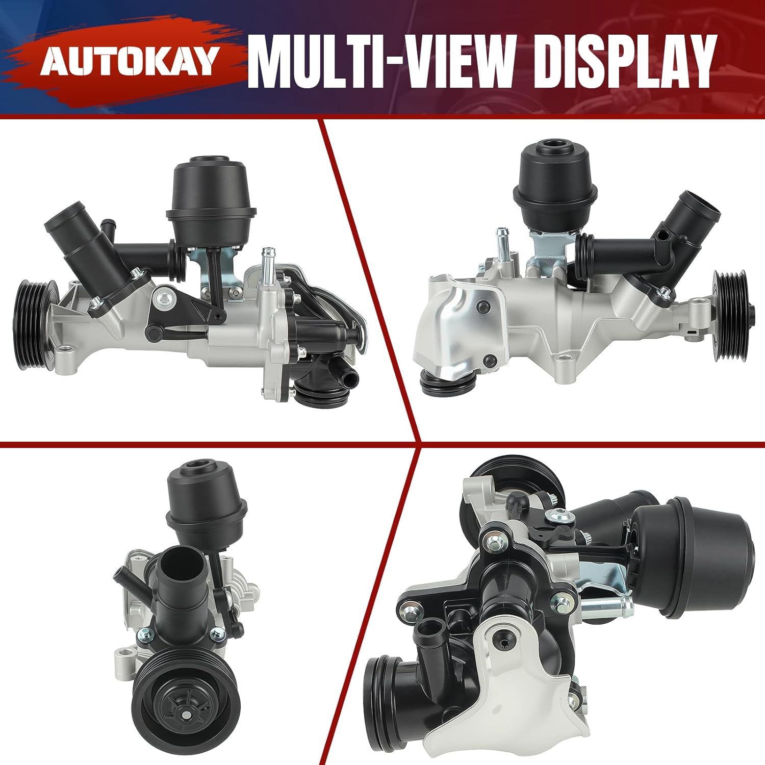 AUTOKAY 2702000801 Engine Water Pump W/Pulley & O-Ring [4,6Cyl 2.2 2.3 2.4 2.8 3.0 4.5L] Compatible with Mercedes-Benz [W115 W114 W123] 220, 220D, 250, 250C, 280C, 280S, 280SL, 300D, 300SD