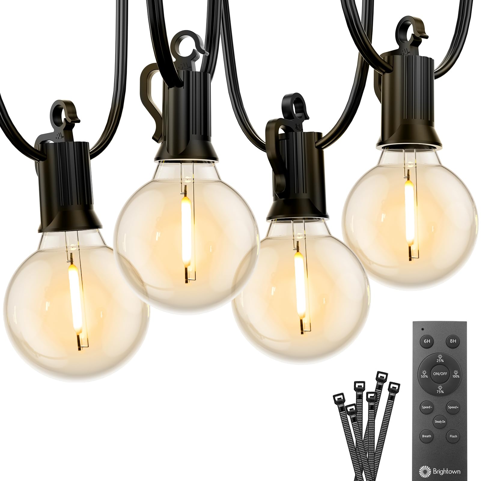 Outdoor String Lights with Remote, 100Ft Outside Waterproof Light with Dimmable G40 LED Bulbs, Shatterproof Connectable Hanging Patio Lights for Porch, Backyard, Bistro, Deck, Balcony, Home Decor — view 14