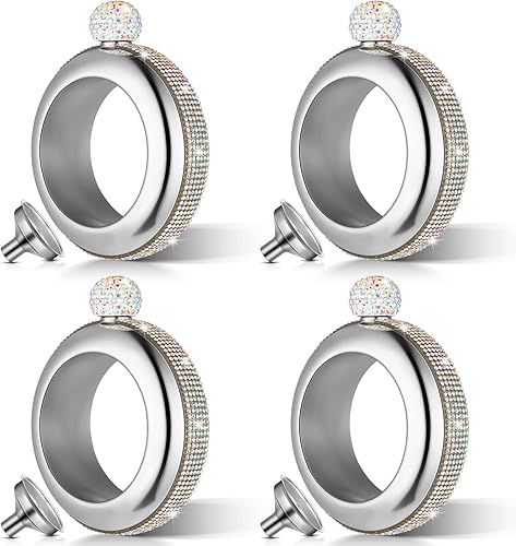 Juego de 4 frascos creativos de 3.5 onzas para brazaletes de acero inoxidable 304, frascos de cristal AB para mujeres con tapa de diamantes de