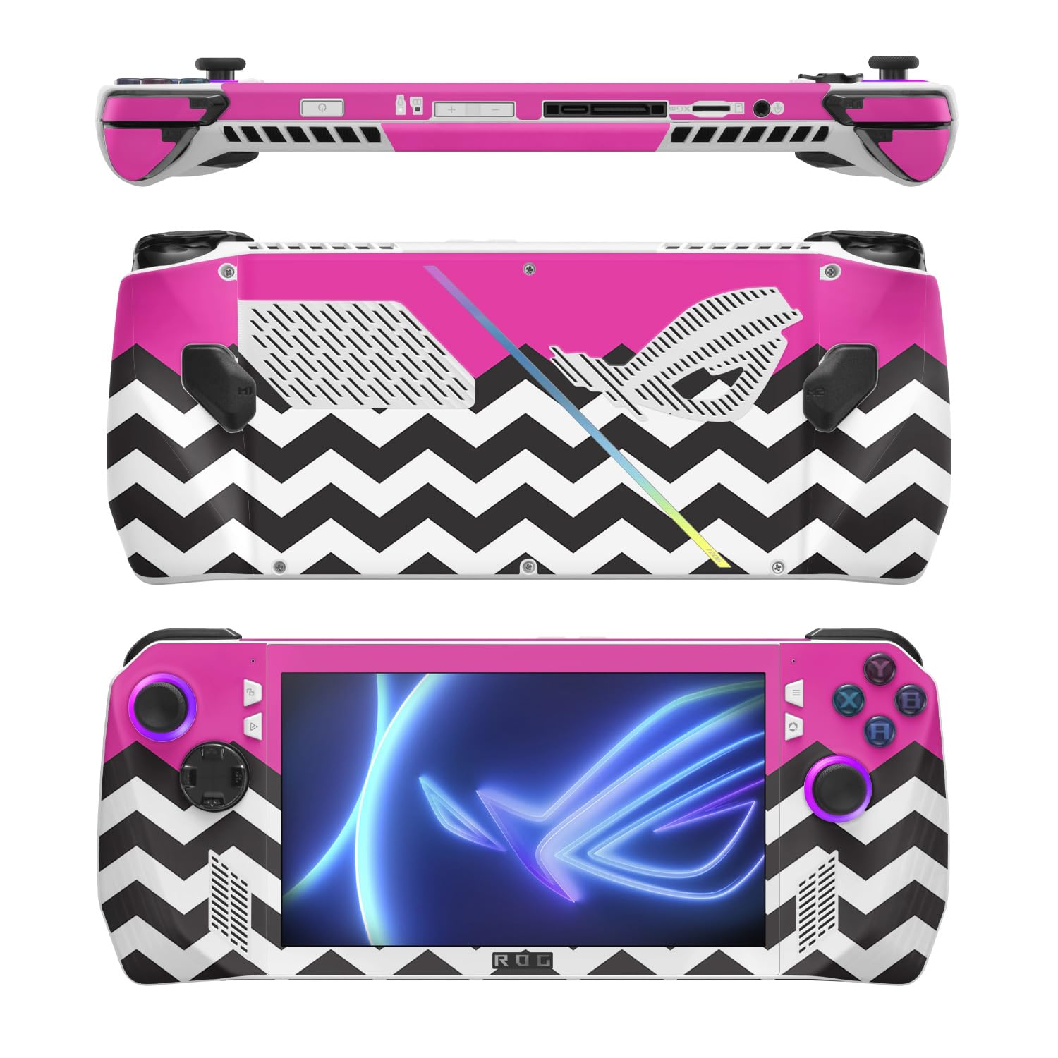 MightySkins Skin Compatible with Asus ROG Ally - Hot Pink Chevron | Protective, Durable, and Unique Vinyl Decal wrap Cover | Easy to Apply, Remove, and Change Style