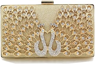 Bolsa elegante de strass dupla com cristal de pavão capa rígida para coquetel, festa, casamento, noite
