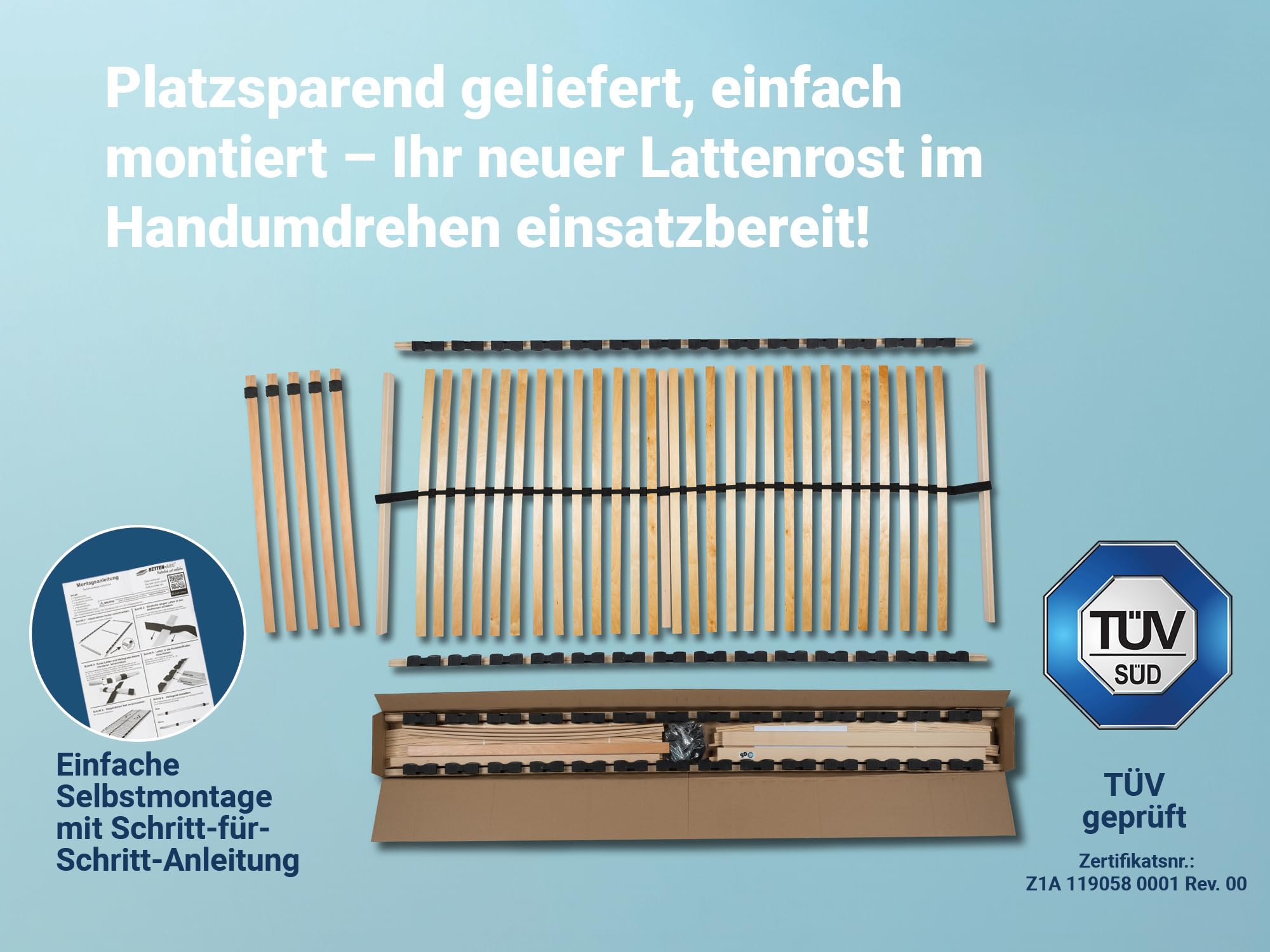 BettenABC - Matratze & Lattenrost (KSP-500) - 140x200 cm (H3) - 7-Zonen Matratze aus Kaltschaum mit passendem Lattenrost - Hypoallergen & Antibakteriell - Oeko-TEX® Zertifiziert - Lieferung per Paket