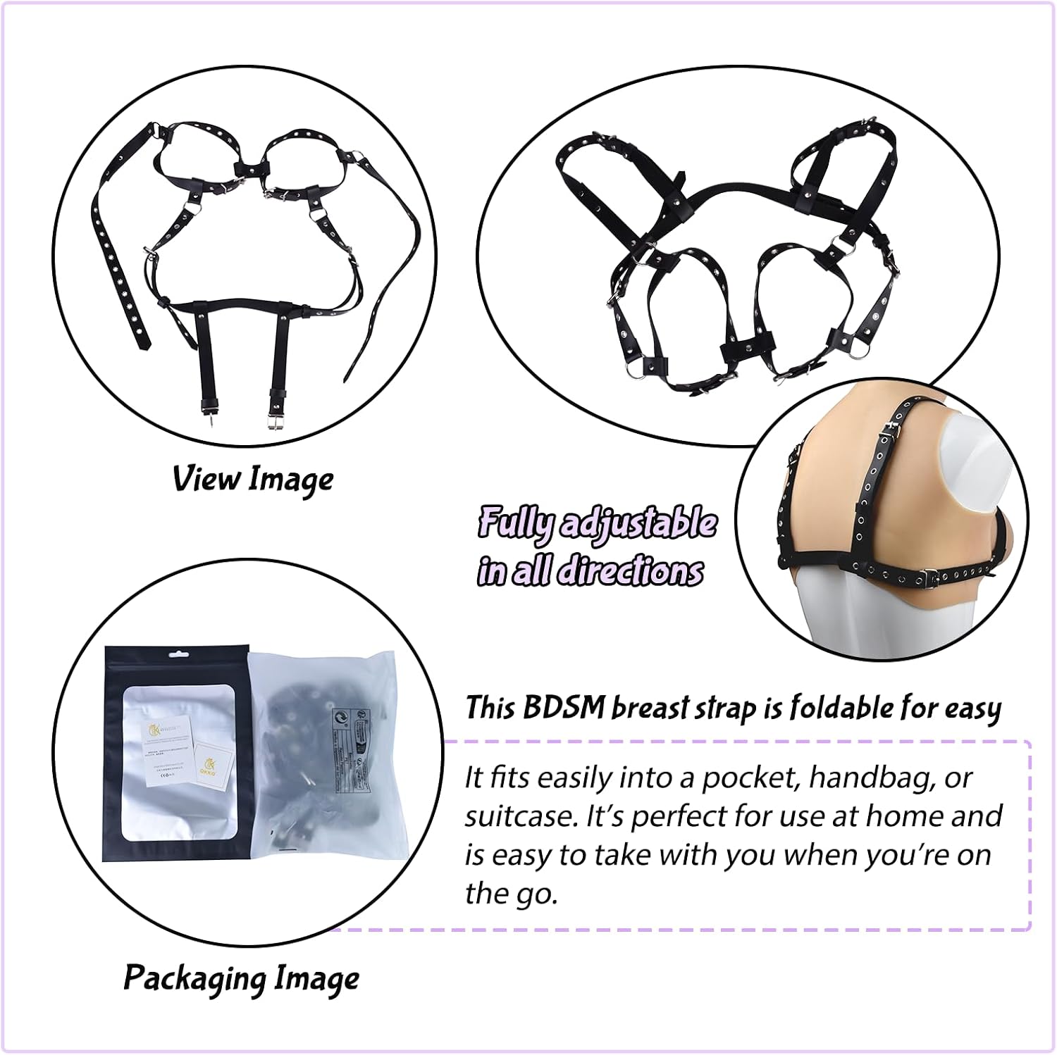 Adjustable Leather Breast Bondage Bra,BDSM Breast Sex Bondage Restraints,Adult Couples BDSM SM Games Sex Toys,Leather Chest Sex Band Black