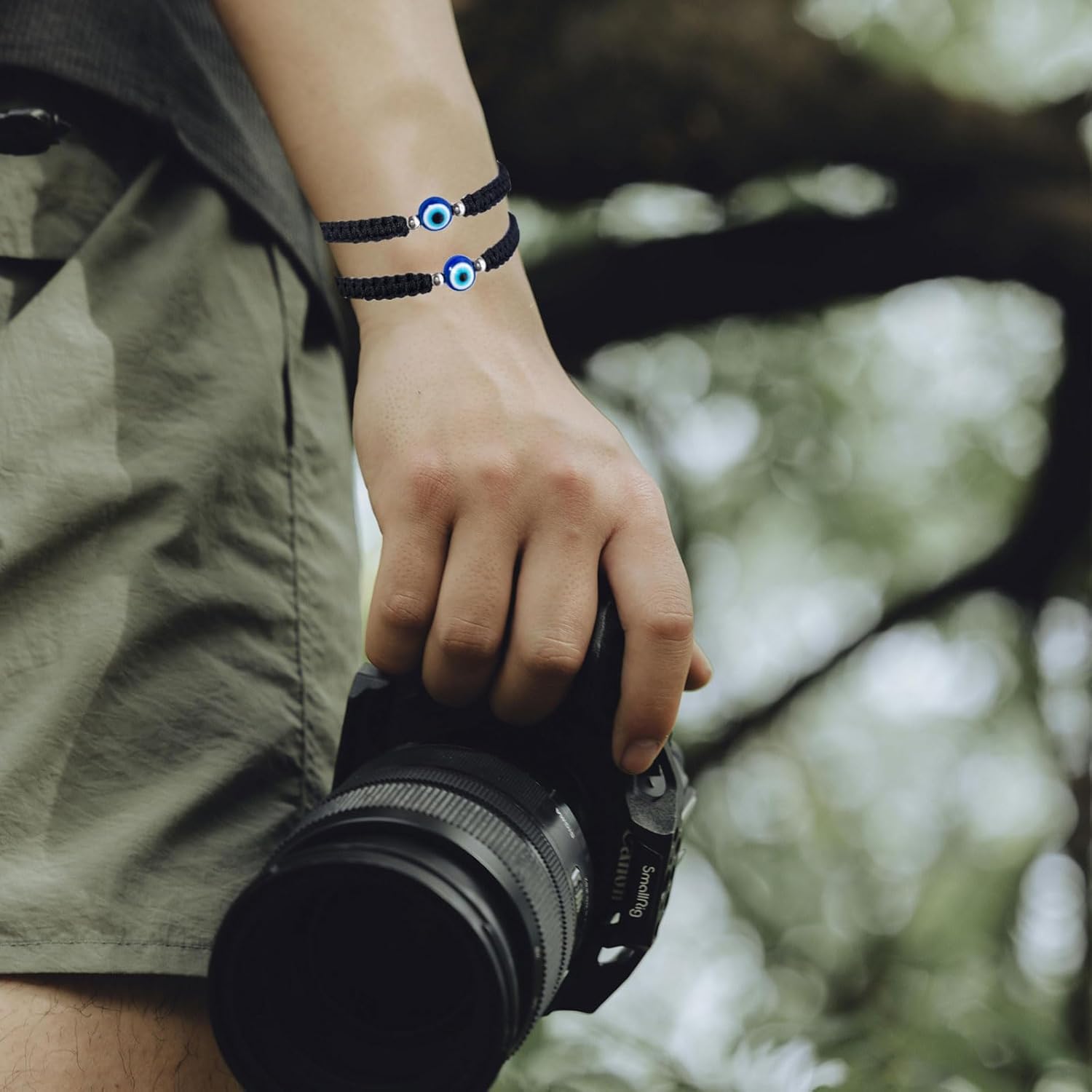 Handmade Evil Eye Bracelets for Men, Valentines Day Gifts for Him, Black braided String Alumet Protection Lucky Men Bracelet Evil Eye Jewelry, - Image 9