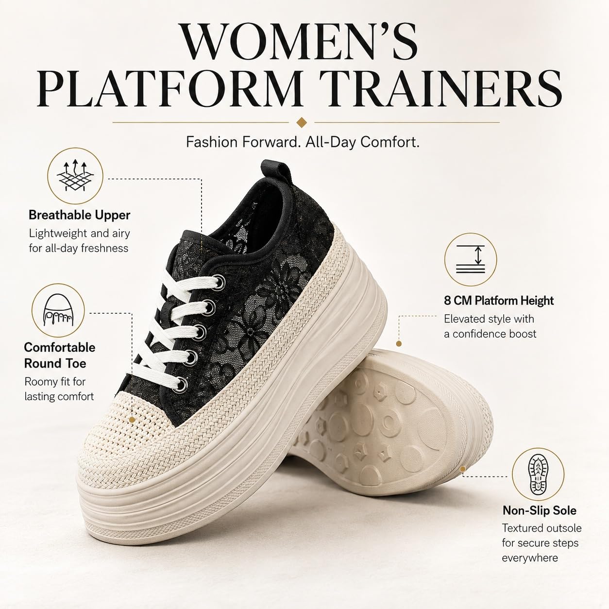ENEN Zapatillas Mujer Encaje